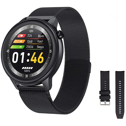 Chrono Montre connectée pour hommes femmes avec montre sport étanche IP68 Mesure de la température corporelle Surveillance de l'oxygène fréquence Cardiaque Tracker d'activité pour iOS Android-Noir1