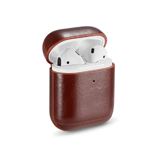 Coque en TPU + PU cheval fou sans fil s avec mousqueton café pour votre Apple AirPods (2016)/(2019)