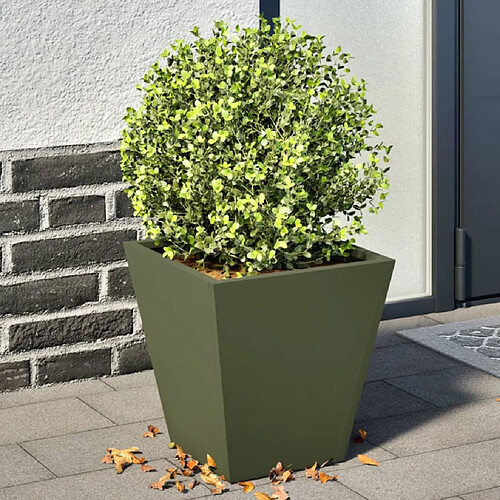 vidaXL Jardinières 2 pcs vert olive 30x30x30 cm acier