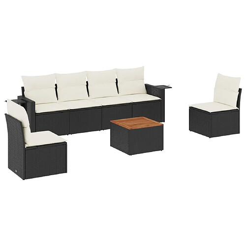 Maison Chic Salon de jardin 7 pcs avec coussins | Ensemble de Table et chaises | Mobilier d'Extérieur noir résine tressée -GKD60099