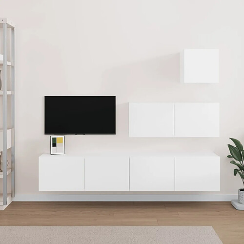 vidaXL Ensemble de meubles TV 4 pcs Blanc Bois d'ingénierie