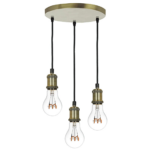 Plafonnier suspendu 3 luminères plafond Suspension design bronze compatible ampoules LED