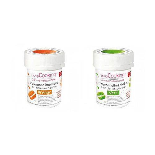 Scrapcooking 2 colorants alimentaires en poudre - vert-orange