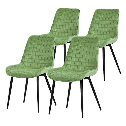 ML-Design Lot de 4 Chaises de Salle à Manger, Sauge, Assise en Velours avec Pieds Métalliques Noirs