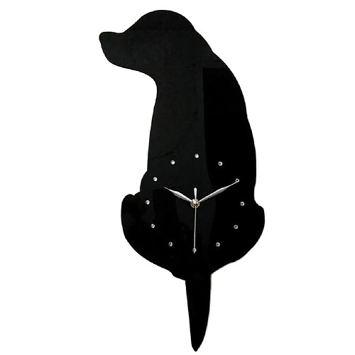 3d queue wagging chat chien mur horloge silence horloge chambre décoration chien noir 02