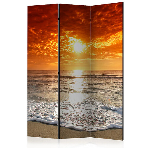 Decoshop26 Paravent 3 volets panneaux cloison séparateur de pièce pliable recto verso Magnifique coucher de soleil 135x172 cm PAR110553