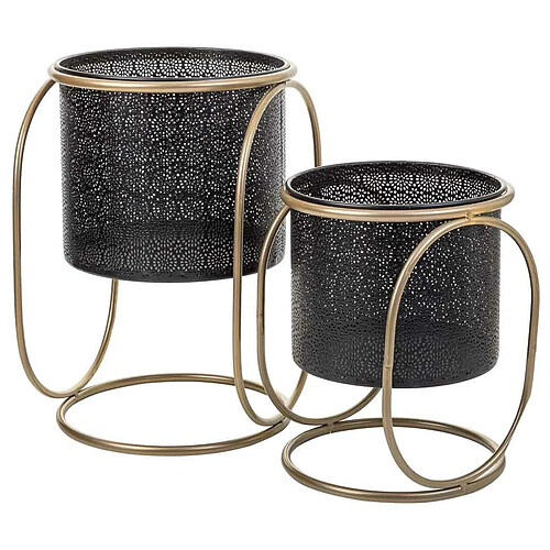 Set de pots de fleurs Alexandra House Living Noir Métal Fer 26 x 178 x 26 cm 2 Pièces