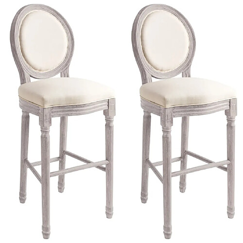 vidaXL Tabourets de bar lot de 2 blanc lin