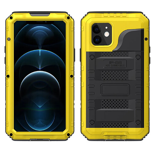 Coque en silicone + métal Antichoc Imperméable jaune pour votre Apple iPhone 12