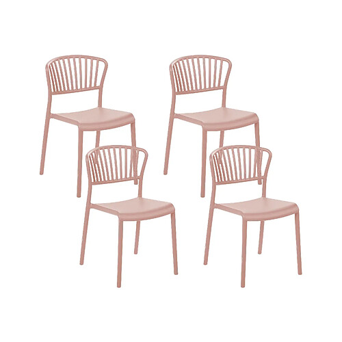 Beliani Lot de 4 chaises GELA Matière synthétique Rose pastel