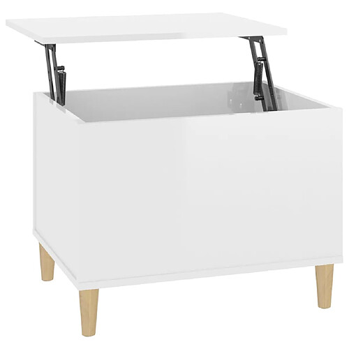 ComfortXL Table Basse Blanc Brillant 60x44,5x45 Cm Bois D'ingénierie