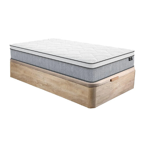 Vente-Unique Ensemble 90 x 190 cm sommier coffre naturel clair + matelas ressorts ensachés ép.22cm - SERENITE de YSMÉE