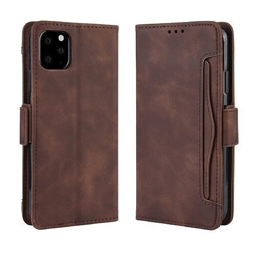 Wewoo Coque Étui en cuir de style portefeuille skin veau pour iPhone 11 avec fente carte séparée marron