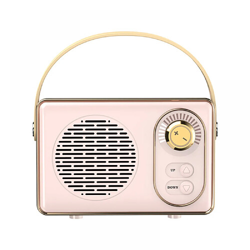 General Haut-parleur Bluetooth rétro, mini haut-parleur mignon avec radio FM, amélioration des basses, volume fort, connexion sans fil Bluetooth 5.0, carte TF, décor vintage, cadeaux pour filles (rose)