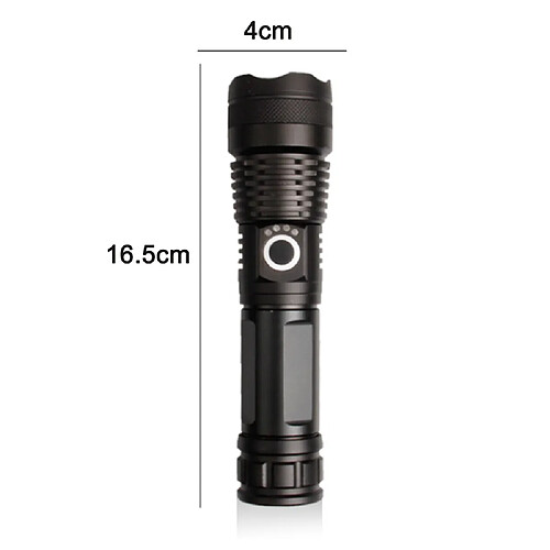 BESTA Lampe de poche LED 10000 lumens, 5000 mAh rechargeable par USB 26650 batterie incluse, 5 modes d'éclairage, zoomable, longue durée de travail torche tactique pour camping randonnée chasse urgence