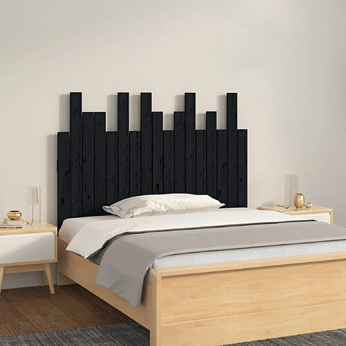 vidaXL Tête de lit murale Noir 108x3x80 cm Bois massif de pin