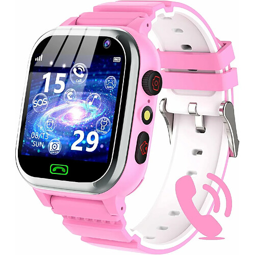 Vendos85 Montre Connectée Enfant Fille Garçon avec Téléphone SOS Pedometer Jeux Réveil rose