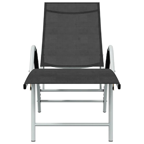 Helloshop26 Transat chaise longue bain de soleil lit de jardin terrasse meuble d'extérieur textilène et aluminium noir 02_0012933