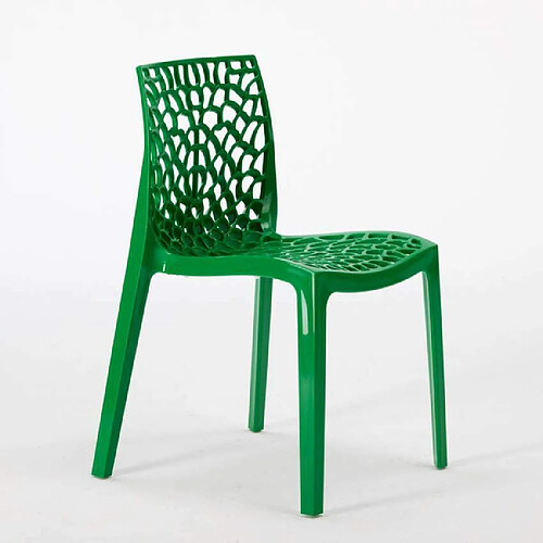 22 Chaises Gruvyer Grand Soleil nid d'abeille colorées promo prix stock, Couleur: Vert