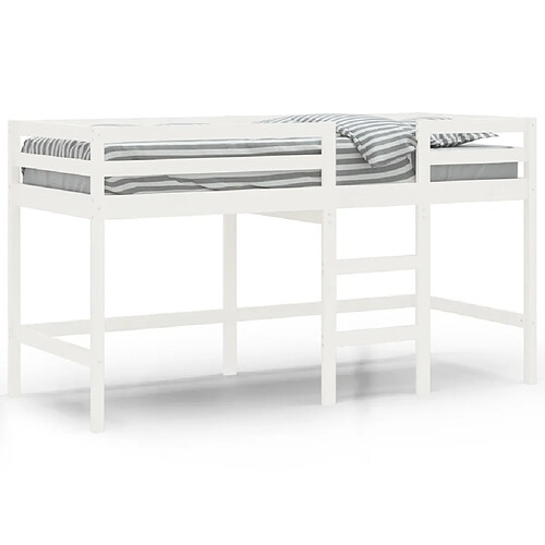 Vidaxl Lit mezzanine enfants échelle blanc 90x190 cm bois pin massif