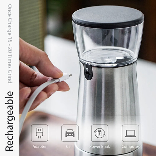 Universal Moulin à café électrique USB rechargeable Cafetière Outils de café Portable Home Bureau Moulin à haricots pour l'extérieur(Argent)