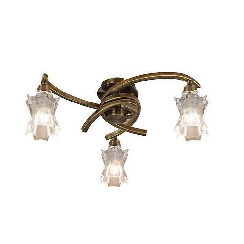 Inspired Plafonnier à 3 lumières L1/SGU10, laiton antique, lampes CFL INCLUSES