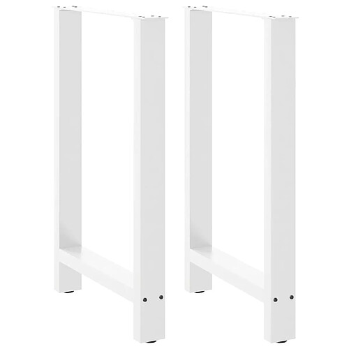 vidaXL Pieds de table basse blanc 2 pcs 60x(90-91) cm acier