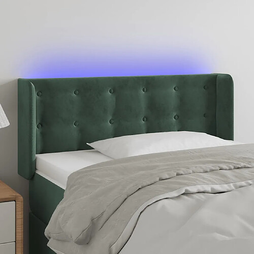 vidaXL Tête de lit à LED Vert foncé 83x16x78/88 cm Velours