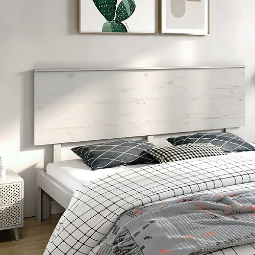 Maison Chic Tête de lit scandinave,Meuble de chambre Blanc 204x6x82,5 cm Bois massif de pin -MN81088