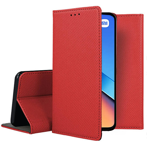 Htdmobiles Housse pour Xiaomi Redmi 12 4G / 5G / Poco M6 Pro 5G - etui coque pochette portefeuille + film ecran - ROUGE MAGNET