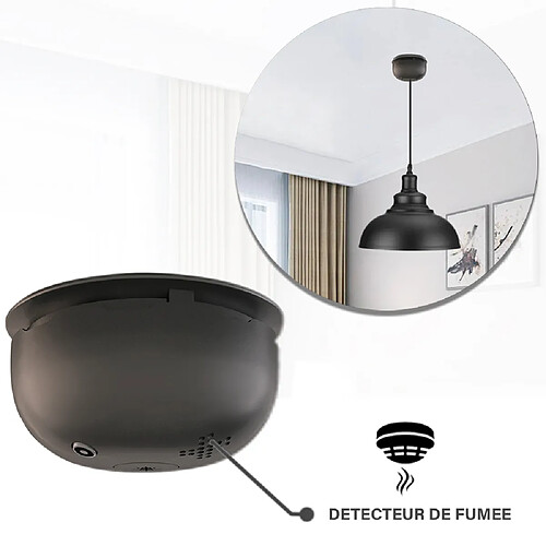 Pavillon détecteur de fumée 2 en 1 pour lampe suspension noir