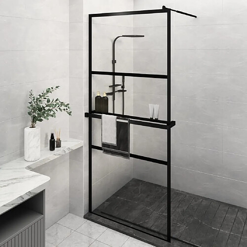 Maison Chic Paroi de douche | Écran de douche | Cloison de douche avec étagère Noir 100x195cm Verre ESG&Aluminium -GKD81412