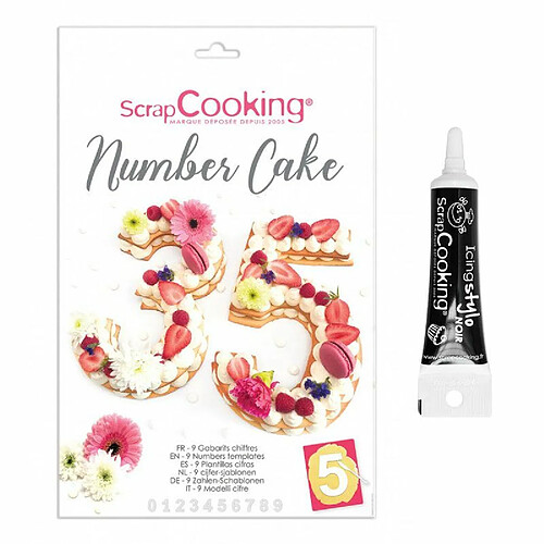 Scrapcooking Coffret Number cake + Stylo de glaçage noir