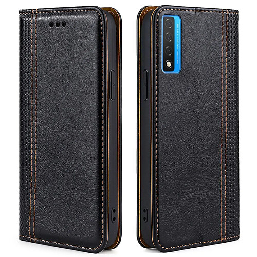 Coque en TPU + PU fermeture automatique magnétique, motif écossais avec support et porte-carte, noir pour votre TCL 20 5G/TCL 20L