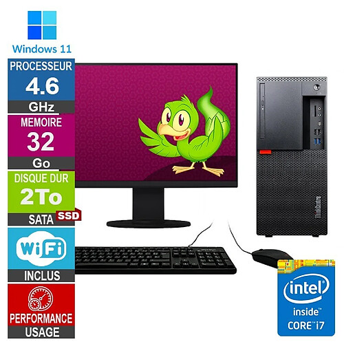 Lenovo M920t i7-8700 4.60GHz 32Go/2To SSD Wifi W11 + Ecran 24 · Reconditionné