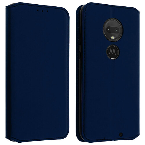 Avizar Housse Motorola Moto G7 Power Étui Folio Fonction Support Vidéo Bleu nuit