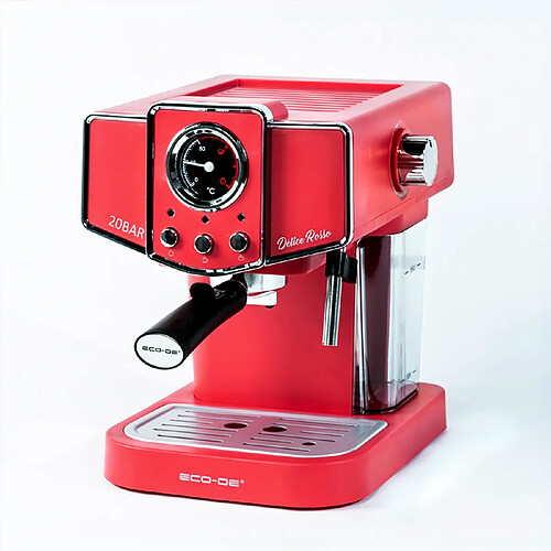 Eco-De ECODE® Machine à café "DELICE ROSSO" 20 BAR, BUSE POUR MOUSSE, 1.5 L, EXPRESS, 1050 W [EFFICACITÉ ÉNERGÉTIQUE A]