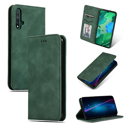 Wewoo Housse Coque Étui en cuir à rabat horizontal magnétique pour peau de rétro Huawei Nova 5 / Nova 5 Pro vert armée