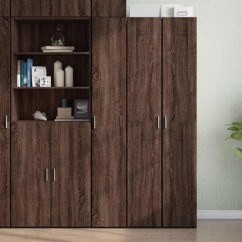 vidaXL Buffet haut chêne marron 30x42,5x185 cm bois d'ingénierie