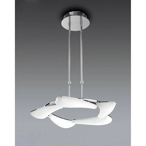 Luminaire Center Suspension Mistral télescopique 30W LED rond 3000K, 2700lm, chrome poli/acrylique givré