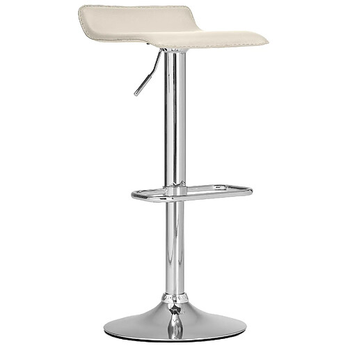 Decoshop26 Tabouret de bar x1 avec repose-pieds siège pivotant à 360° design simple PVC crème et métal chromé 10_0004800