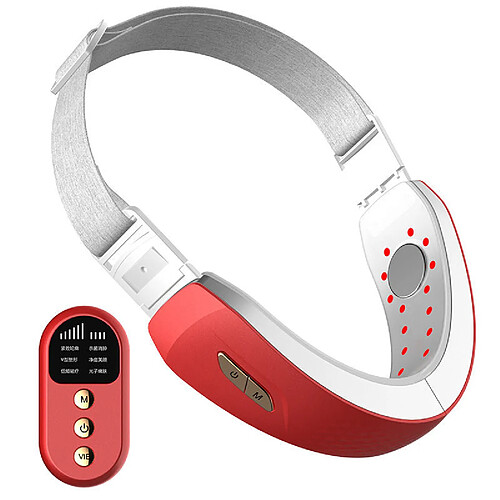 Chrono Masseur facial EMS à micro-courant, machine de ceinture de levage faciale en forme de V, machine de lifting du visage, masseur de vibration à thérapie par photons LED(Rouge)