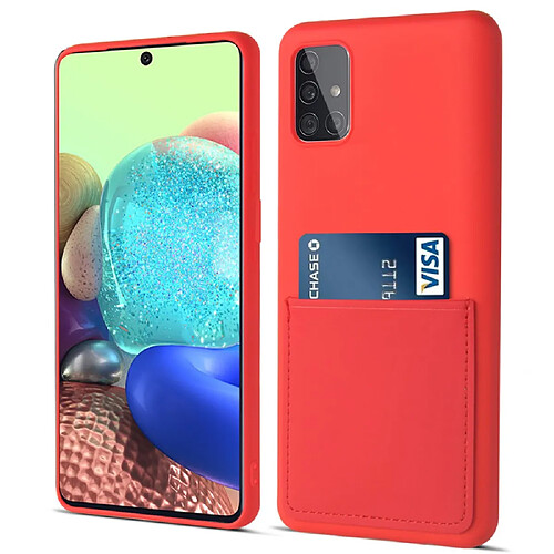 Coque en silicone anti-rayures avec porte-carte rouge pour Samsung Galaxy A71 5G SM-A716