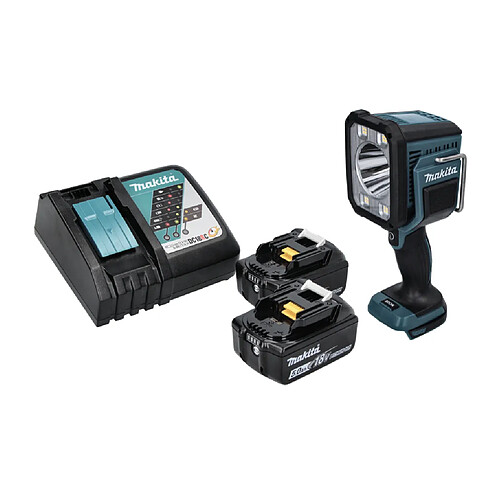 Makita DML 812 RT Lampe de chantier sans fil 18 V avec LED 1250 lm + 2x Batterie 5,0 Ah + Chargeur