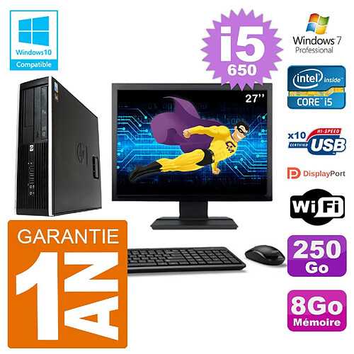 PC HP Compaq 8100 SFF Ecran 27" i5-650 RAM 8Go Disque 250Go Graveur DVD Wifi W7 · Occasion