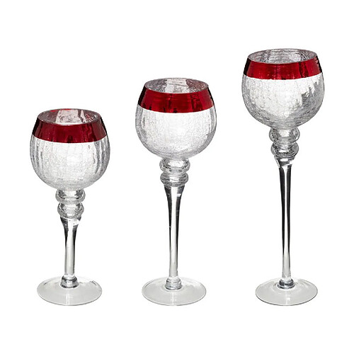 Photophore x 3 Verre / rouge - FEERIC CHRISTMAS