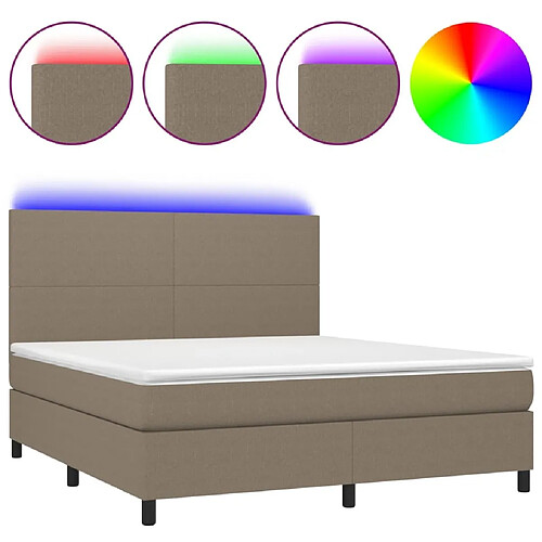 Maison Chic Lit adulte- Lit + matelas,Sommier à lattes de lit et matelas et LED Taupe 180x200cm Tissu -GKD35779