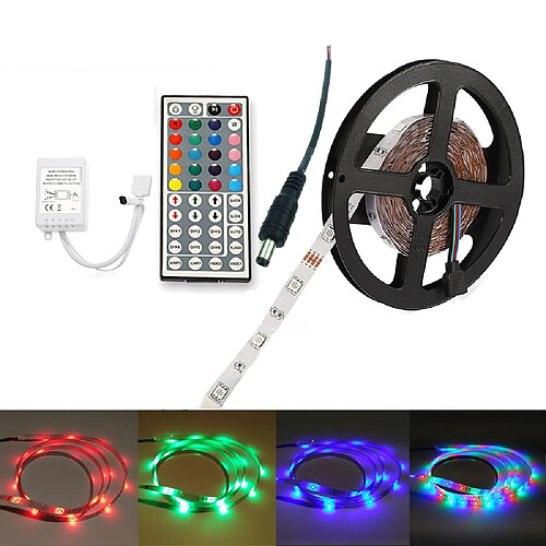 5M 24W RGB SMD2835 LED Strip Light 24 / 44Key Kit de contrôleur IR avec connecteur DC mâle