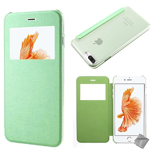 Htdmobiles Housse etui portefeuille view case pour Apple iPhone 7 Plus + verre trempe - VERT