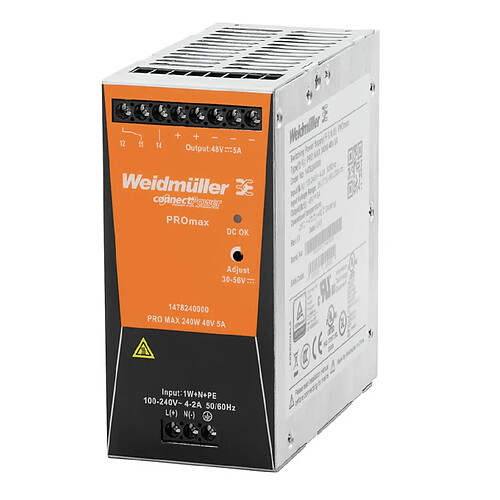 alimentation à découpage - pro max - 48 volts - 240 watts - 5a - weidmuller 1478240000